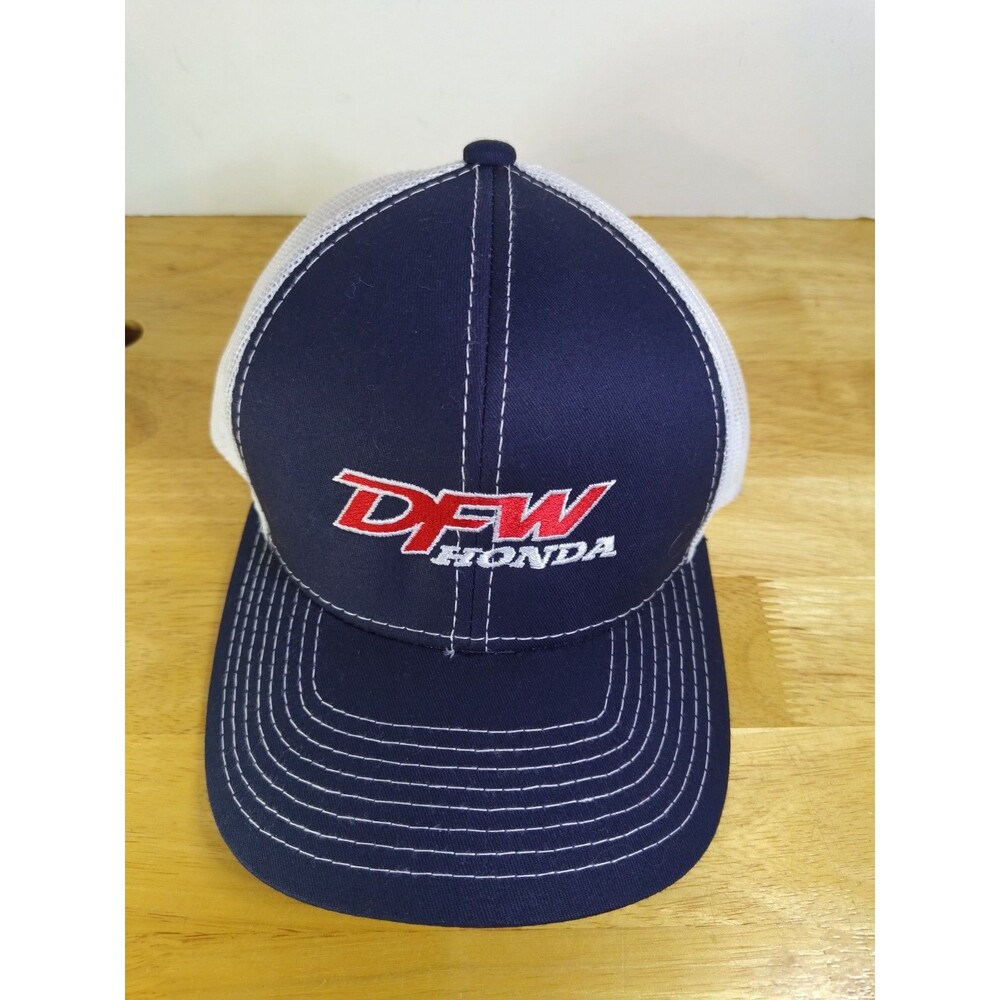 DFW Honda Trucker Hat Cap Snapback Mesh Back Navy Blue Dealership Outdoor One Sz